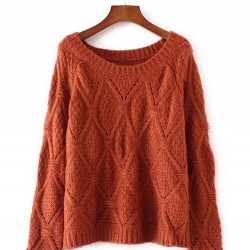 Casual Women Long Sleeve Solid Color Pullover Sweater