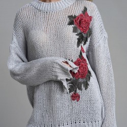 Casual Women Print Crew Neck Long Sleeve Sweaters