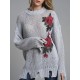 Casual Women Print Crew Neck Long Sleeve Sweaters