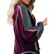 Print Patchwork Lantern Sleeve Loose Casual Knit Sweaters for Women