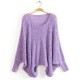 Women Autumn Batwing Sleeve Casual Hollow Knitted Pullover Sweater