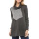 Casual Turtleneck Patchwork Long Sleeve Women Knitting Sweatshirt