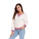 Casual Women Fleece Patchwork Long Sleeve Sweatshirt