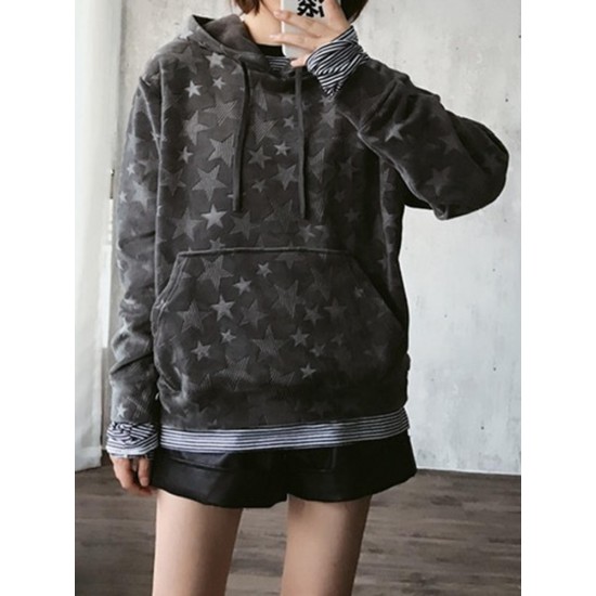 Casual Women Hooded Long Sleeve Pocket Sweatshirt