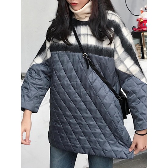 Women Patchwork Fake Two Pieces Turtleneck Casual Hoodies