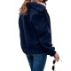 Women Solid Color Lapel Long Sleeve Zipper Sweatshirt with Pockets