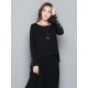 Autumn Women Embroidery Round Neck Long Sleeve T Shirt