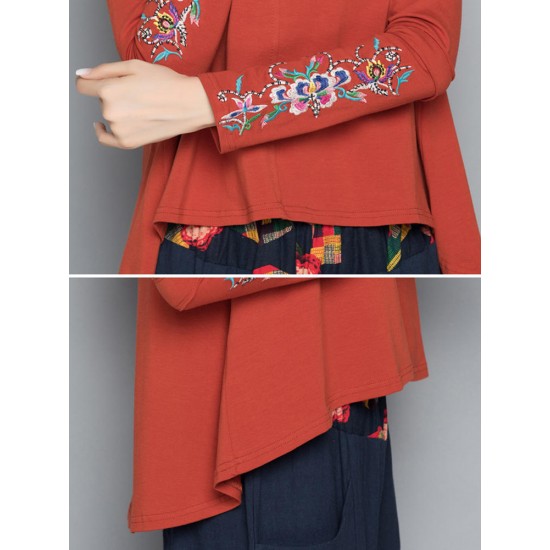 Autumn Women Embroidery Round Neck Long Sleeve T Shirt Autumn Women Embroidery Round Neck Long Sleeve T Shirt