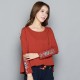 Autumn Women Embroidery Round Neck Long Sleeve T Shirt Autumn Women Embroidery Round Neck Long Sleeve T Shirt