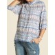 Bohemian Loose Stand Collar Buckle Blouse