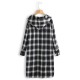 Casual Grid Long Sleeve Split Hem Hooded Shirt Dress For Women