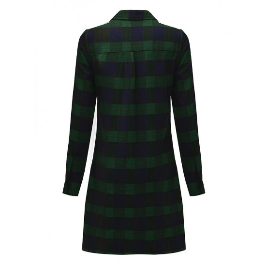 Casual Lady Plaid Print Asymmetrical Long Sleeve Shirt Casual Lady Plaid Print Asymmetrical Long Sleeve Shirt