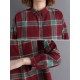 Casual Loose Plaid Long Sleeve Shirts with Button For Women