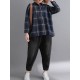 Casual Loose Plaid Long Sleeve Shirts with Button For Women