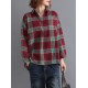 Casual Loose Plaid Long Sleeve Shirts with Button For Women