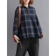 Casual Loose Plaid Long Sleeve Shirts with Button For Women