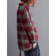 Casual Loose Plaid Long Sleeve Shirts with Button For Women