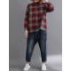 Casual Loose Plaid Long Sleeve Shirts with Button For Women