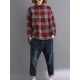 Casual Loose Plaid Long Sleeve Shirts with Button For Women