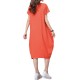 Casual Button Pleats Asymmetrical Hem Women Linen Dress