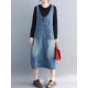 Casual Denim Sleeveless V-Neck Pocket Loose Dress For Women