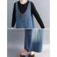 Casual Denim Sleeveless V-Neck Pocket Loose Dress For Women