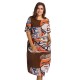 Casual O-neck Short Sleeves Abstract Printed Pockets Dresses