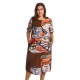 Casual O-neck Short Sleeves Abstract Printed Pockets Dresses