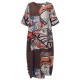 Casual O-neck Short Sleeves Abstract Printed Pockets Dresses