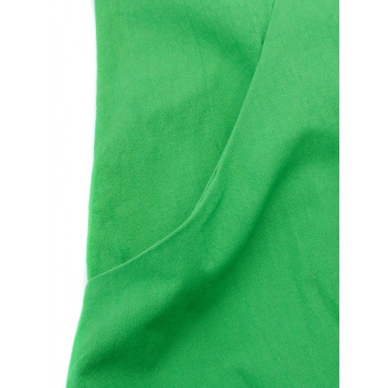 Casual Slim Pocket Solid Color Linen Cotton Dress For Women