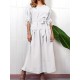 Casual V-neck Adjustable Long Sleeve Side Slit Pleated Dress