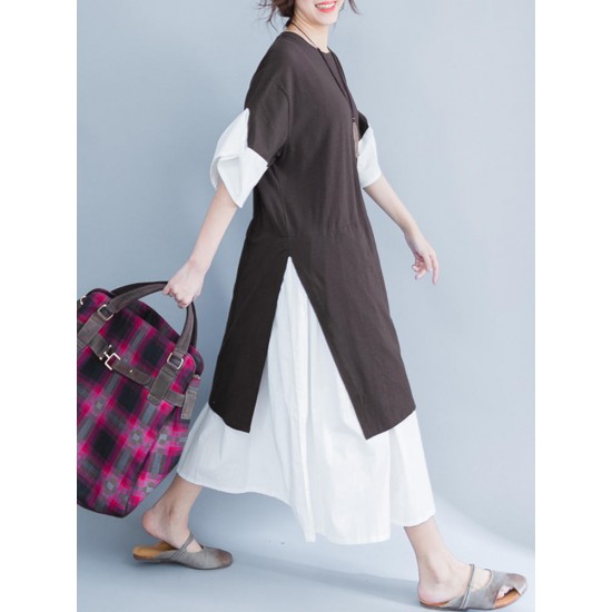 Casual Women Layered Flare Sleeves A Line Dress