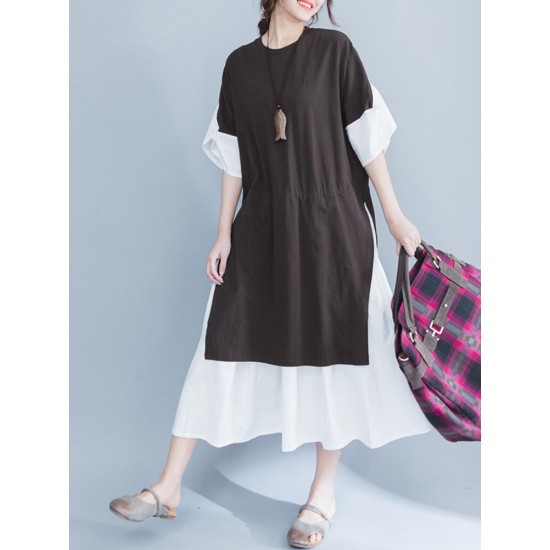 Casual Women Layered Flare Sleeves A Line Dress