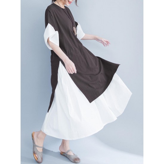 Casual Women Layered Flare Sleeves A Line Dress