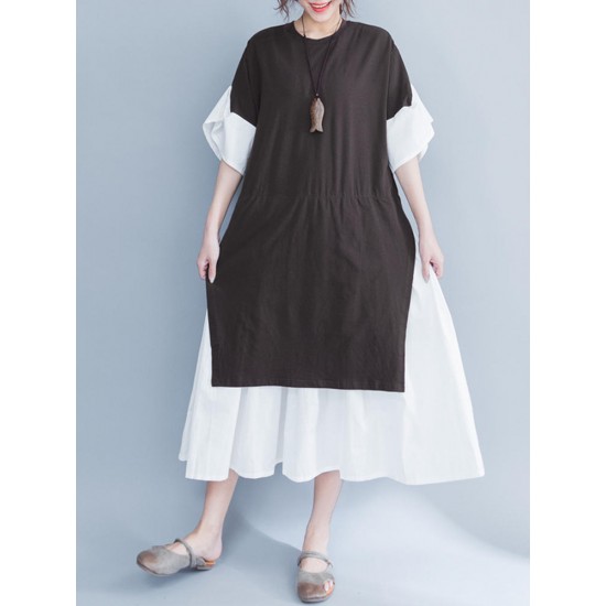 Casual Women Layered Flare Sleeves A Line Dress