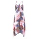 Plus Size S-5XL Casual Women Loose Floral Print Irregular Hem Strap Dress