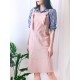 Vintage Cotton Linen Japanese Style Pure Color Aprons Dress with Pockets