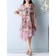 Chinese Style Printed Double Layers Women Dress