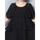 Elegant Women Chiffon Dress Loose Chiffon Tiered Black Mini Dresses