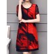 Elegant Women Chiffon Dress Patchwork Flowers Printing Two Layers Dresses