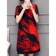 Elegant Women Chiffon Dress Patchwork Flowers Printing Two Layers Dresses