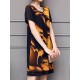 Elegant Women Chiffon Dress Patchwork Flowers Printing Two Layers Dresses