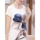 Elegant Women Floral Print O-neck Chiffon Dress