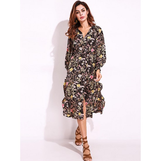 Elegant Women Floral Printed Chiffon Dresses