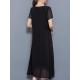 Elegant Women Printed Chiffon Pleated Short Sleeve Midi Dress