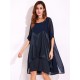 Plus Size Casual Women O-Neck Half Sleeve Chiiffon Splicing Dresses