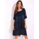 Plus Size Casual Women O-Neck Half Sleeve Chiiffon Splicing Dresses