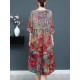 Plus Size Elegant Art Print Loose Dress For Women