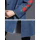 Casual Women Embroidery Denim Fleece Thick Coats