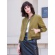 Casual Women Green Pockets Baseball Jackets